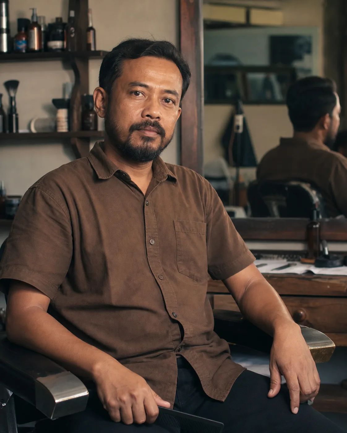 Potret Bayu, barber Pangkas Kala